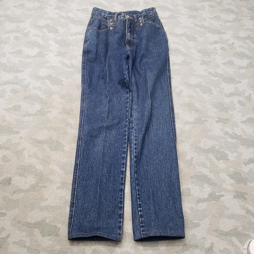 Vintage Western Ethics Jeans Womens 7 Blue Heart Buttons Cowgirl Rodeo Ranch